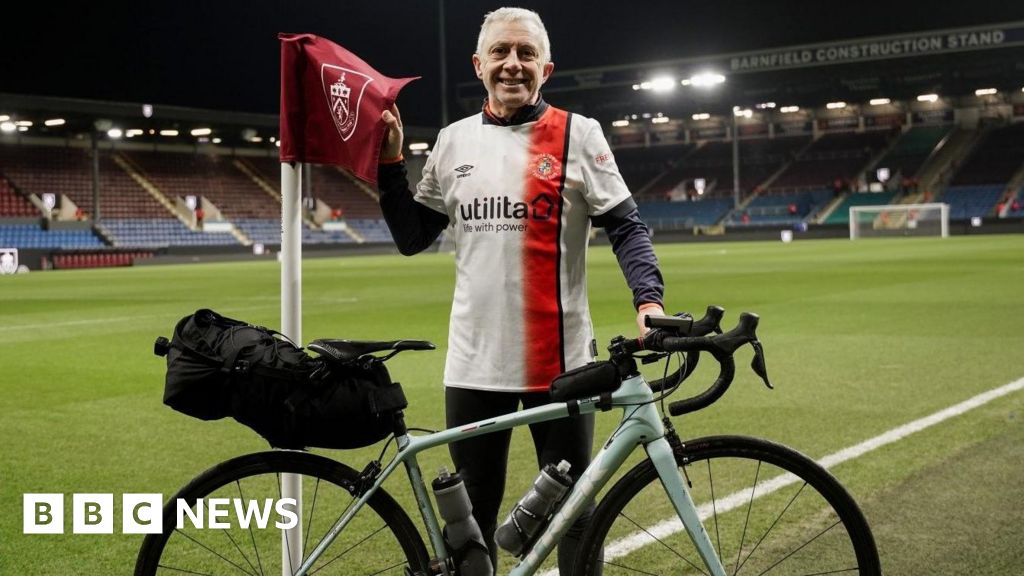 Luton Town fan near end of 8,000-mile stadiums cycle challenge