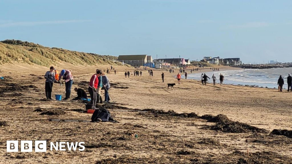 Large quantities of plastic pellets wash up on beach