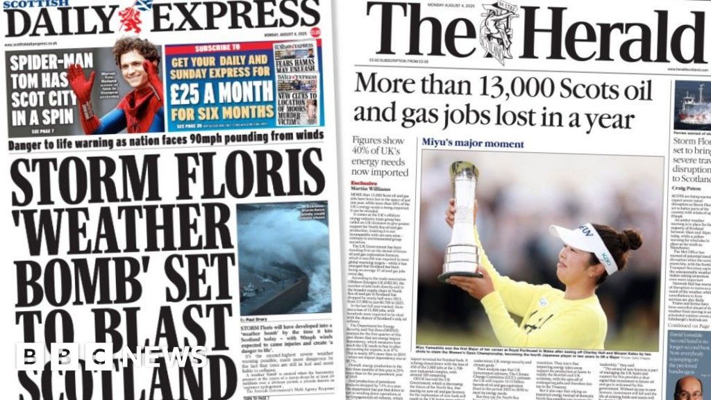 Scotland's papers: Storm Floris 'weather bomb' and North Sea job losses