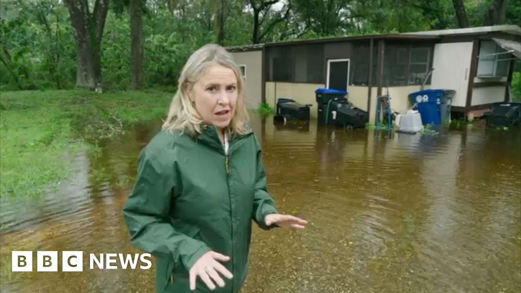 BBC correspondent surveys Milton damage in Orlando