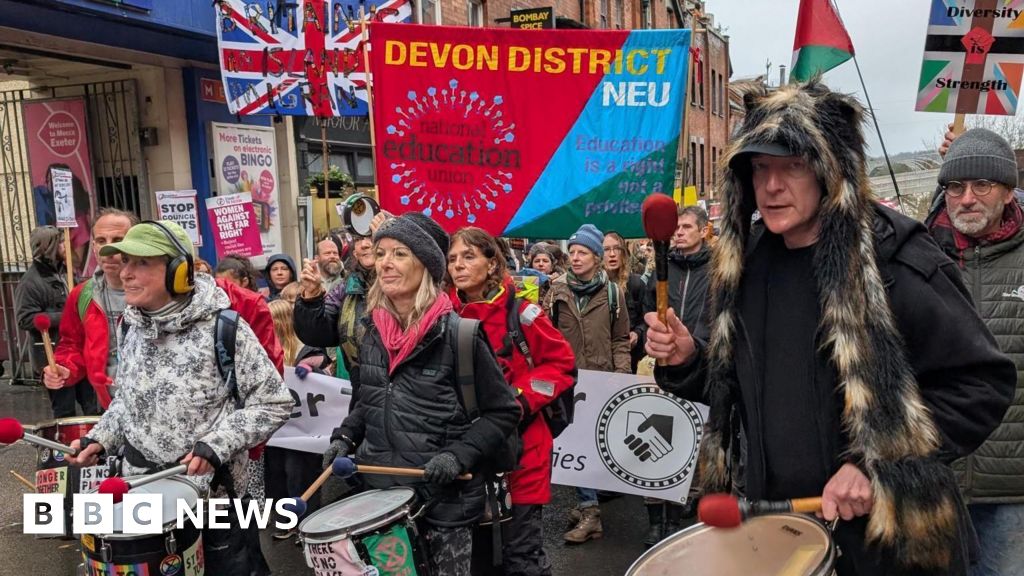 Protest groups come together 'peacefully' in Exeter city centre