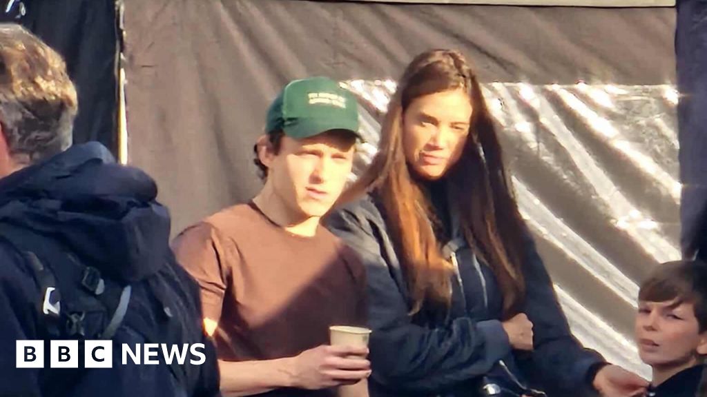 Spider-Man actor Tom Holland photographed on set in Basingstoke