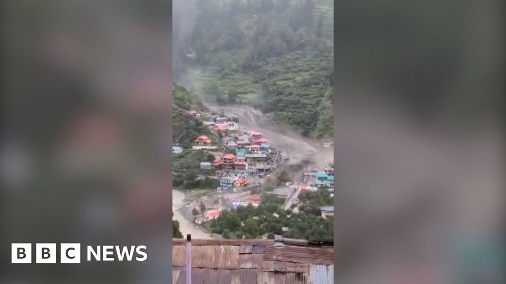 Video shows flash flood engulfing riverside village in India