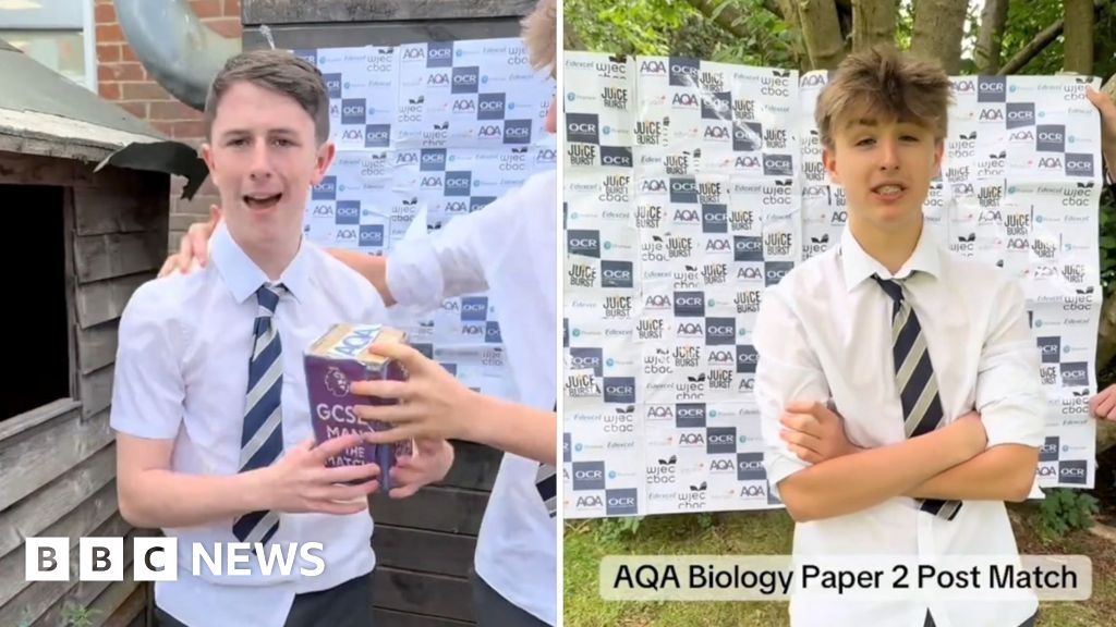 The students holding 'post-match interviews' after their exams - BBC News