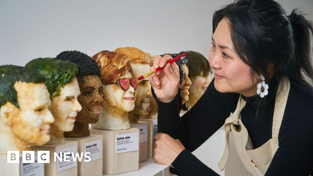 Artist displays 'hilarious' celebrity sushi heads