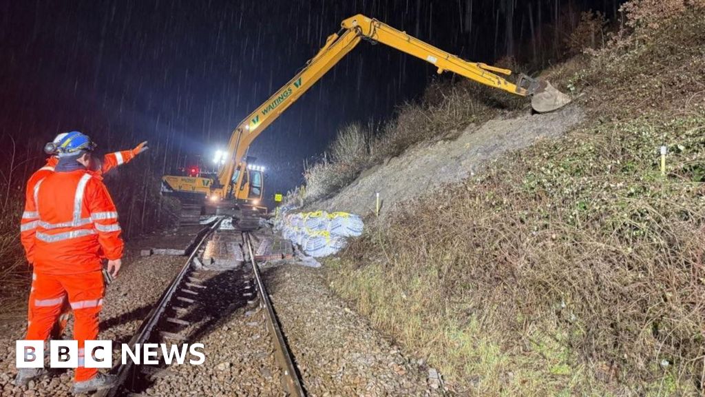 Train services affected after 'slow' landslip