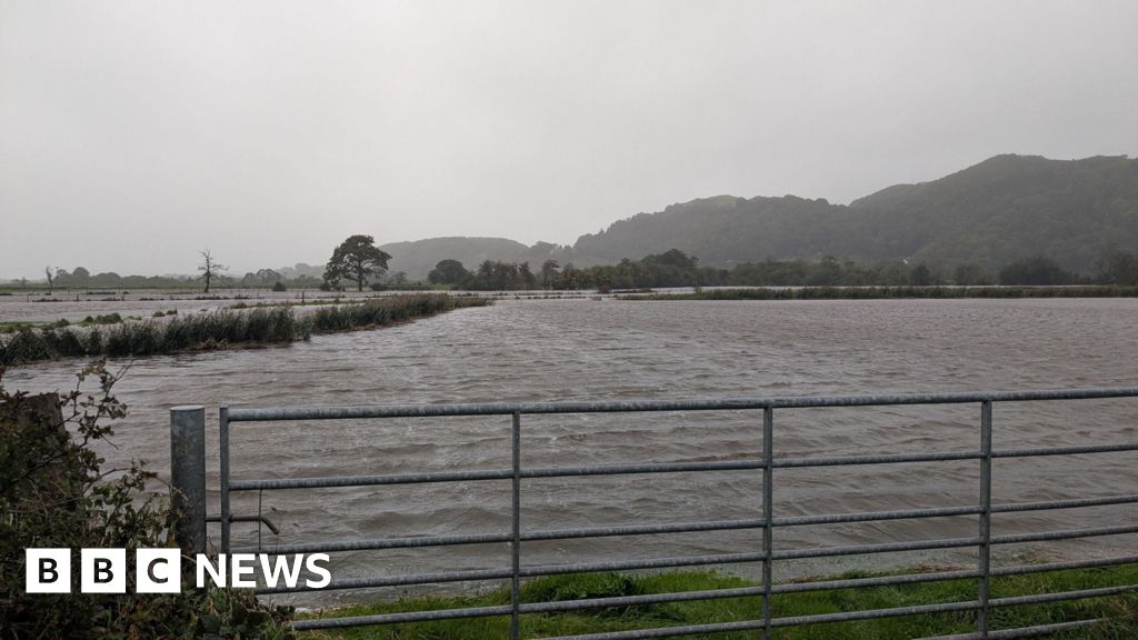 Storm Amy sees Cumbria's River Duddon burst and flood A595