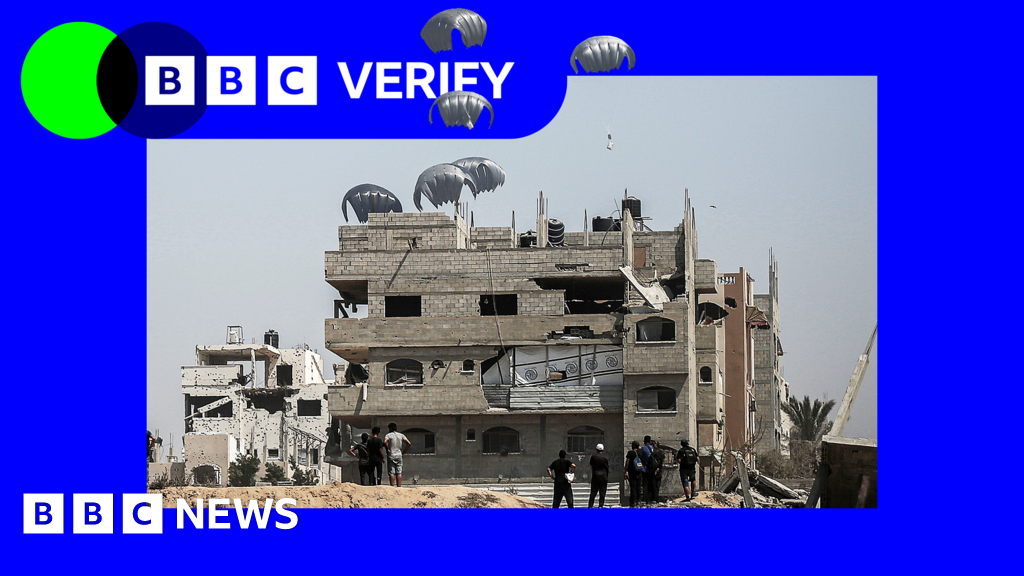 Gaza aid dropped into Israeli-designated danger zone, BBC Verify finds