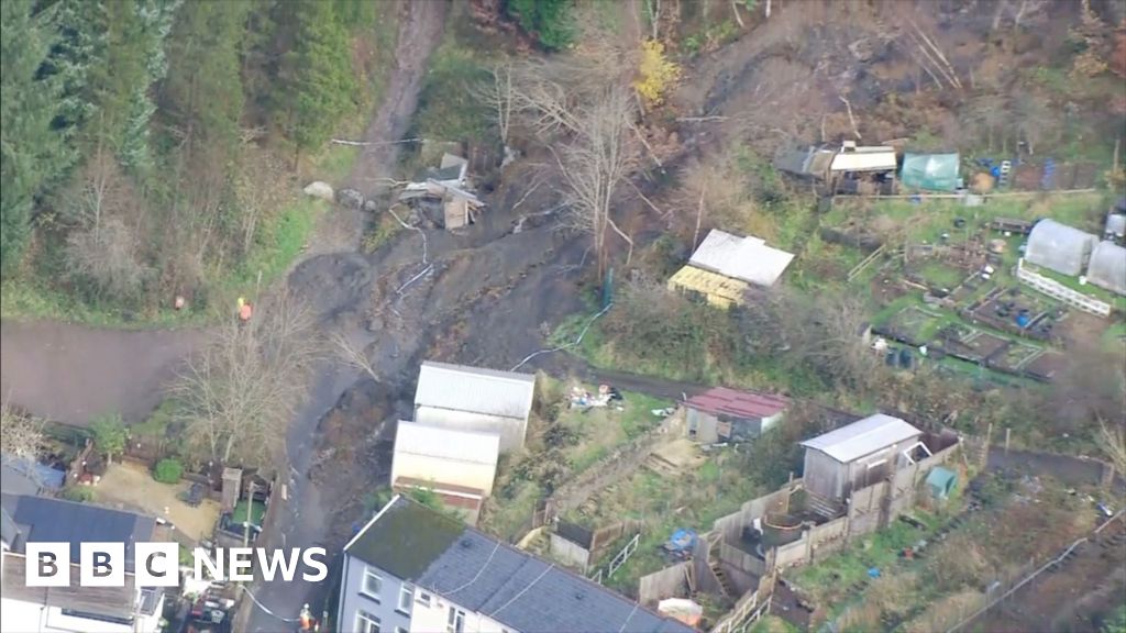 Cwmtillery: Aerial footage shows damage after coal tip slide - BBC News