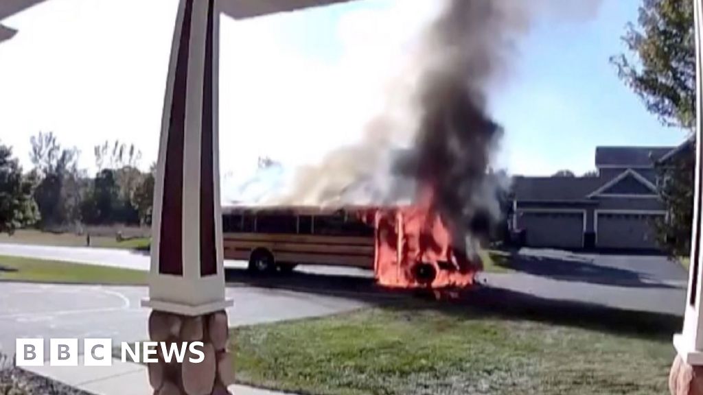 Mum helps evacuate 22 schoolchildren as bus catches fire