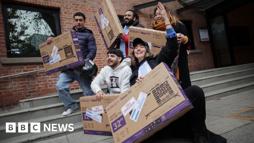Watch: Argentinean World Cup fans who had US visas rejected given free TVs