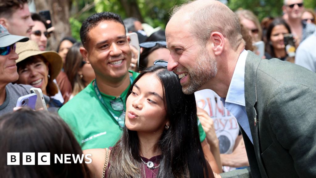 William poses for selfies as he arrives in Rio for Earthshot Prize