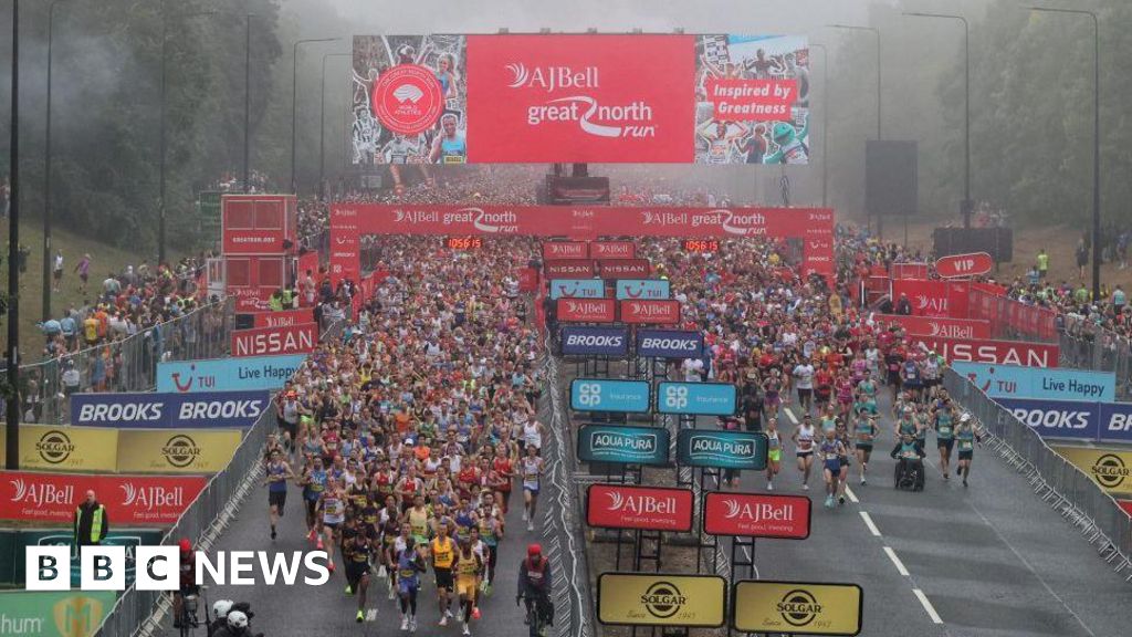 Thousands brave showers for Great North Run