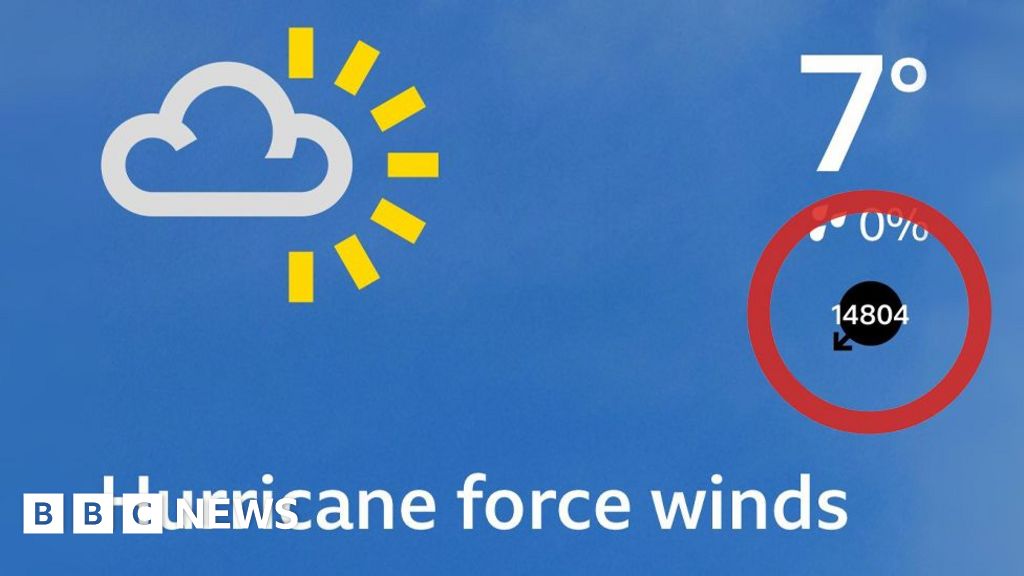 BBC Weather App predicts hurricane force winds