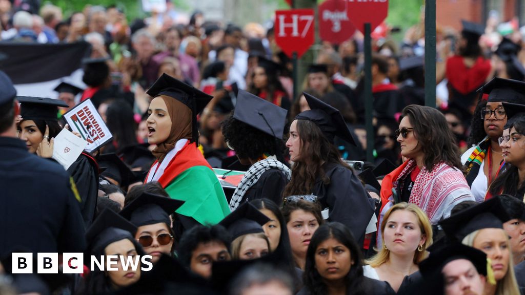 Harvard students stage walkout at graduation ceremony