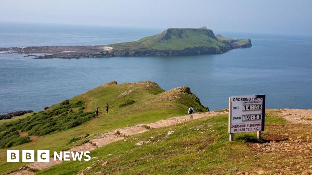 Worm's Head: Stranded students rescued from tidal island by RNLI