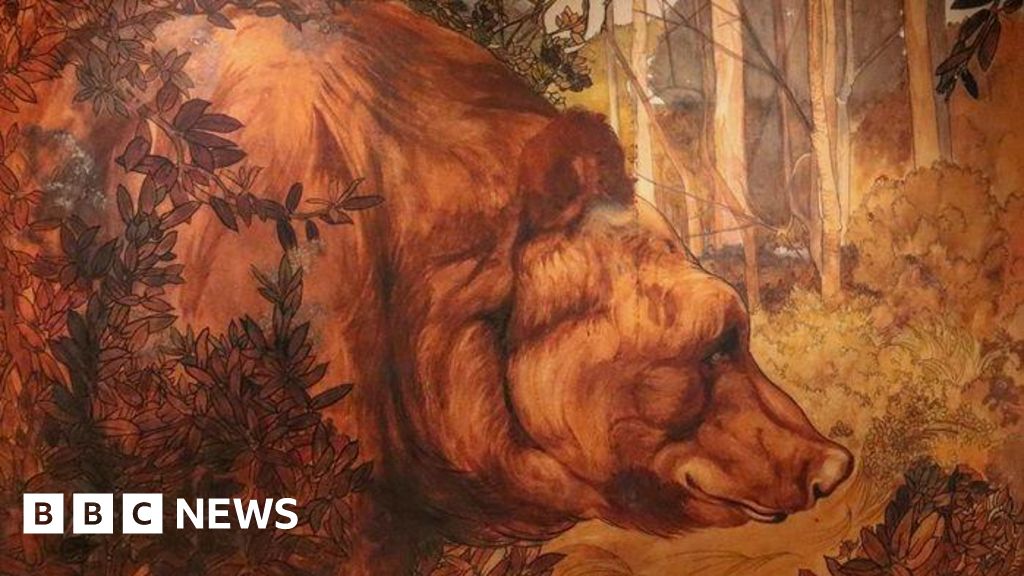 Baloo the bear art for Rudyard Kipling's Jungle Book on show