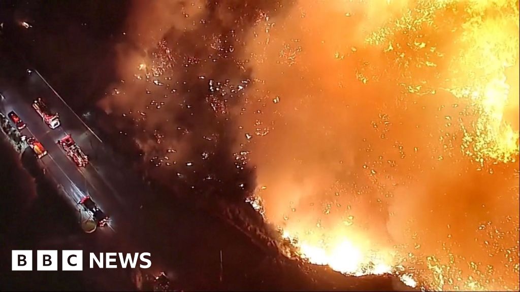 Watch: Wildfire rages in California's Malibu Canyon