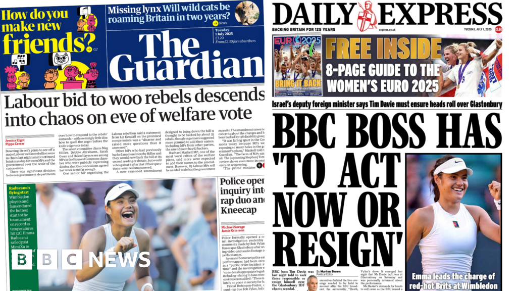 The Papers: 'Chaos on eve of welfare vote' and 'Red-hot Brits'
