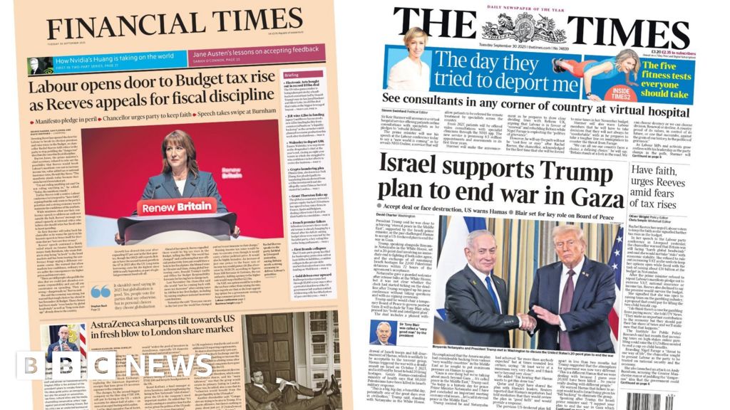 The Papers: Labour 'opens door' to tax rise and Trump's Gaza peace plan