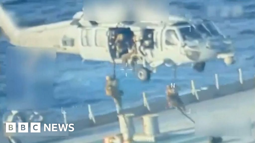 US forces abseil on to an oil tanker in a video released on 10 December 2025