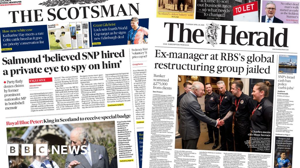 Scotland's papers: Bank boss jailed and Salmond 'private eye' claims