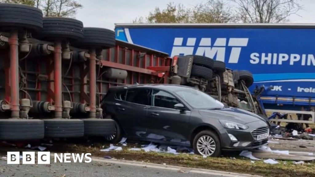 M6 crash: One killed as lorry overturns in motorway crash