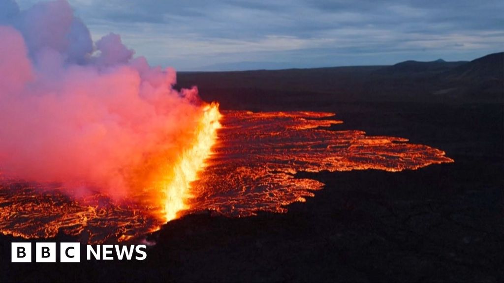 Watch as lava spews from Iceland volcano