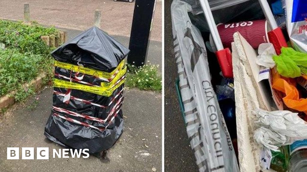 Suspected asbestos flytipped in Exeter city litter bins