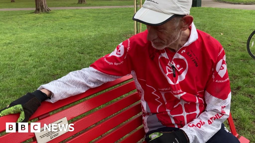 Red bench marks runner's recovery from heart attack
