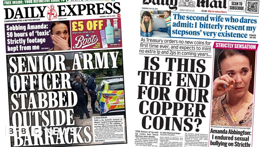 Newspaper headlines: Soldier stabbed and future of copper coins in doubt