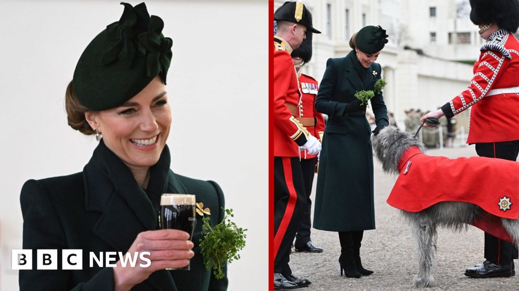 Kate drinks Guinness, pets mascot in St Patrick's Day celebration - BBC ...