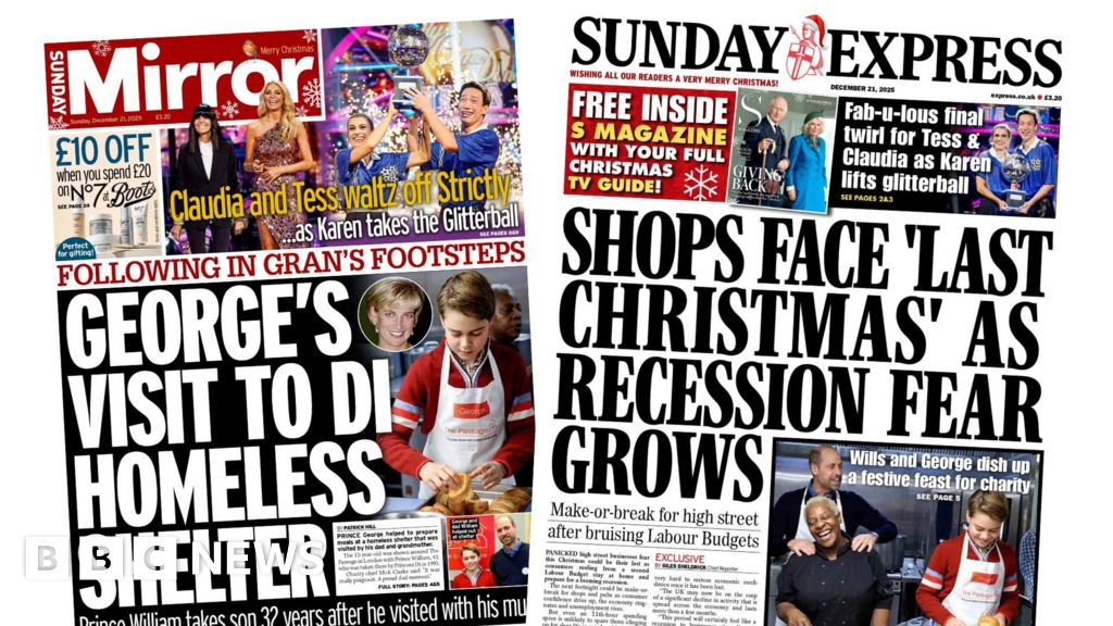 The Papers: George visits 'Di homeless shelter' and shops face 'last Christmas'
