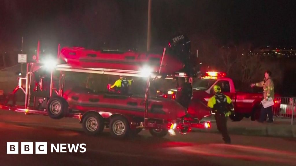 First responders at scene of airplane crash in Washington DC