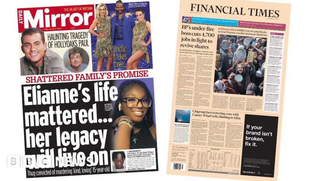 Newspaper headlines: Elianne’s ‘legacy will live on’ and Middle East ‘on tenterhooks’