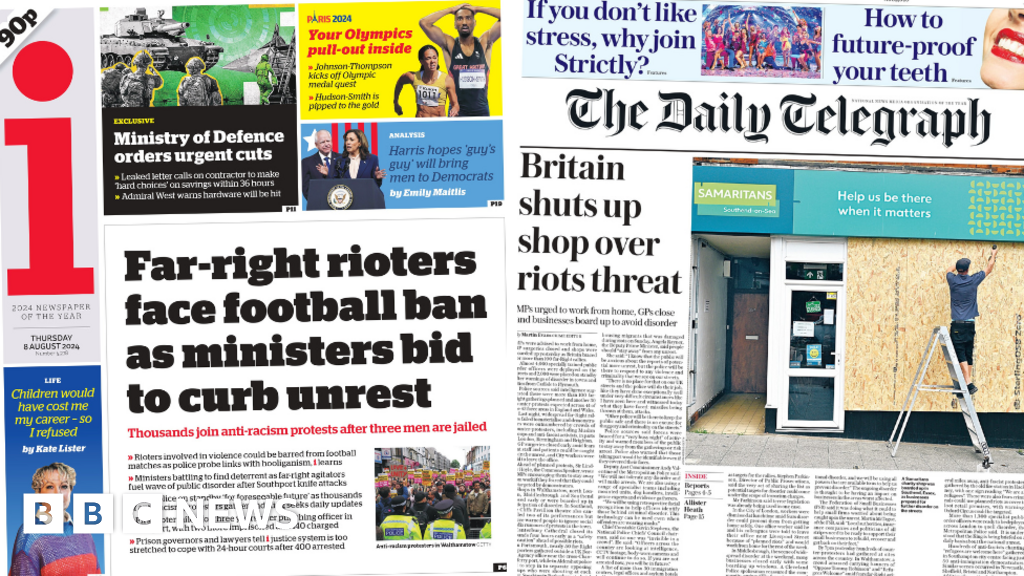 The Papers: 'Rioters face football ban' and 'Britain boarded up'