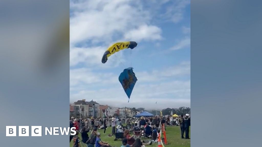 featured image thumbnail for post Watch moment US Navy parachutist crash lands into crowd