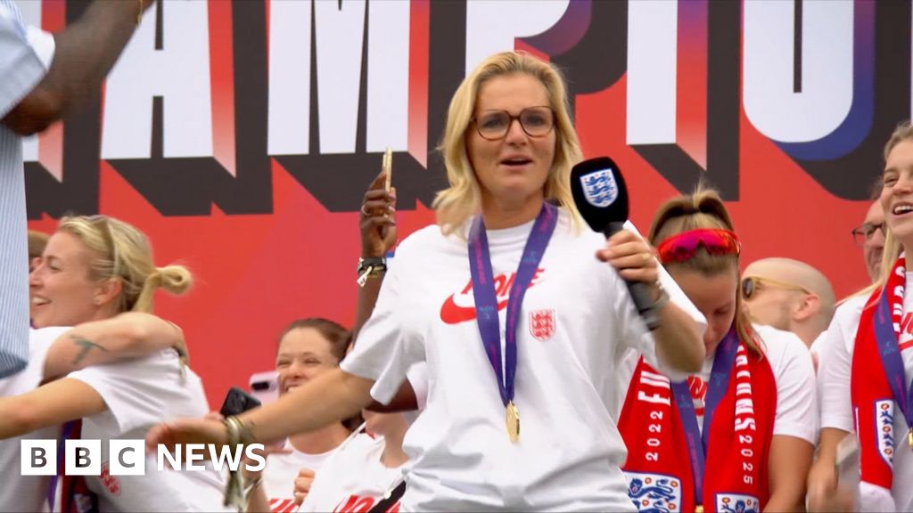 Watch: Sarina Wiegman dances for joy as Lionesses celebrate Euros win