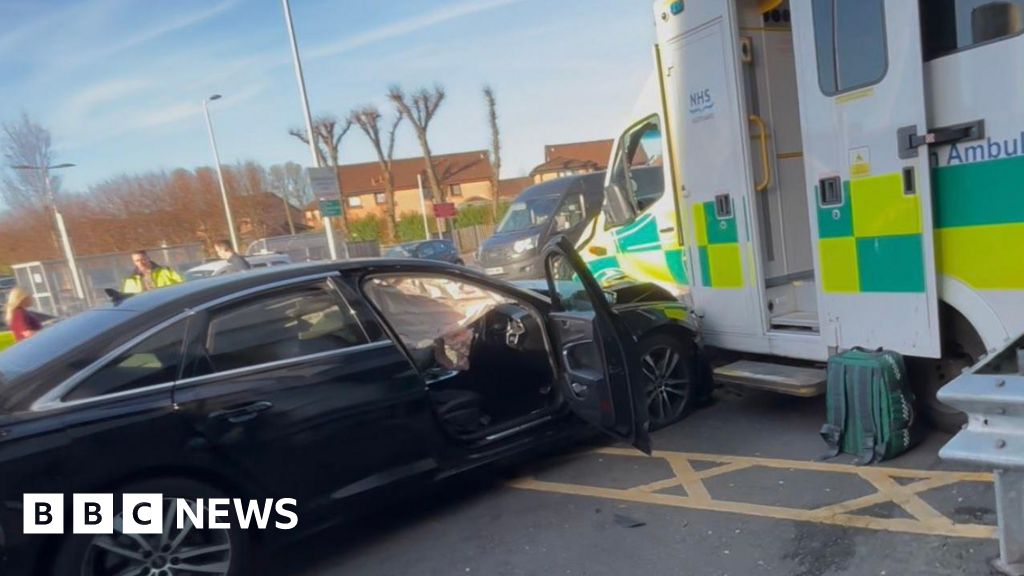 Car collides with ambulances outside Glasgow hospital