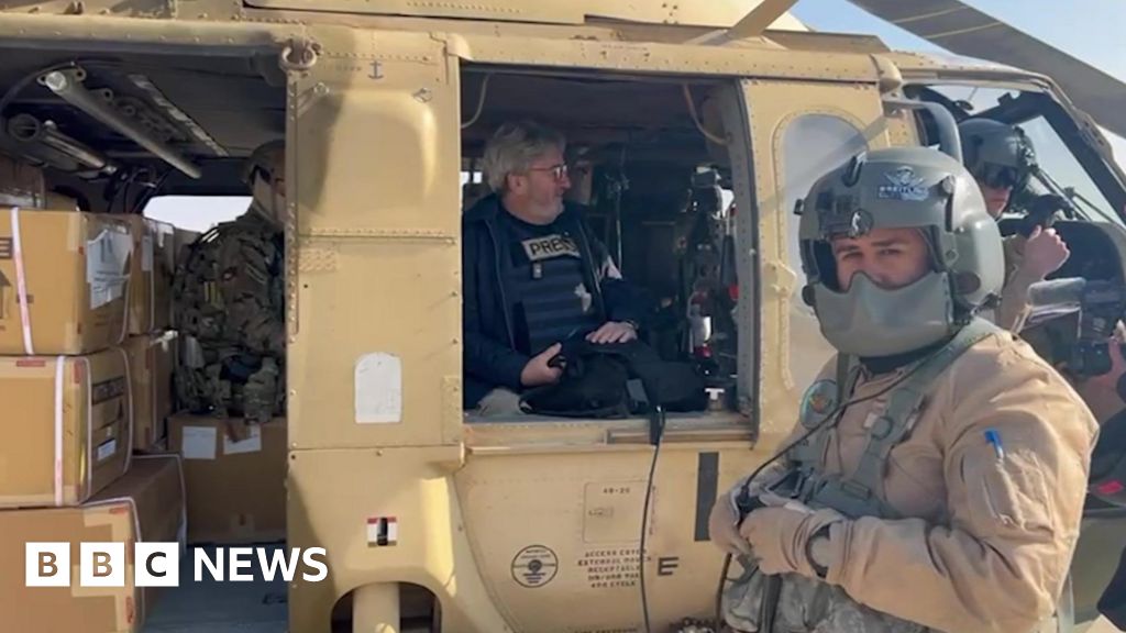 BBC travels with first Jordanian helicopter delivering aid to Gaza