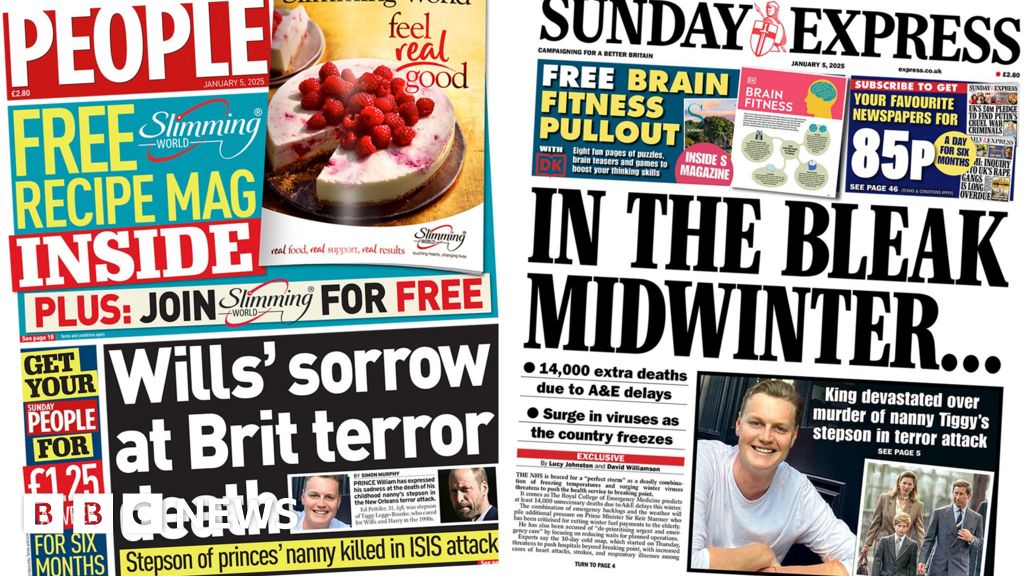 Newspaper headlines: Prince William’s ‘sorrow’ and ‘bleak midwinter’