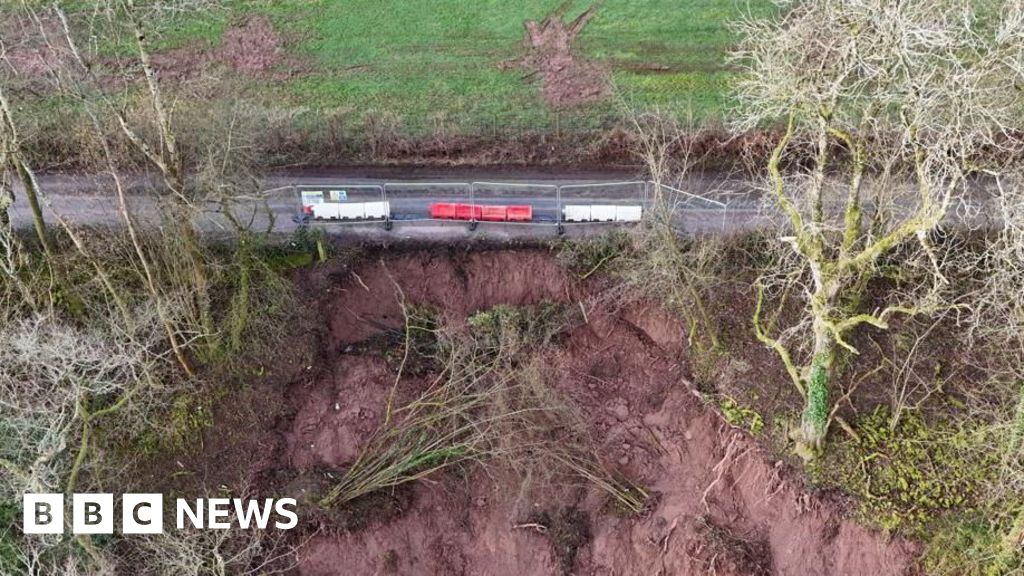 Villagers 'trapped' and fears animals 'could starve' as landslip shuts road for weeks