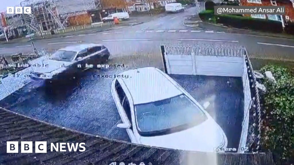 Car's crash into Birmingham home captured on CCTV