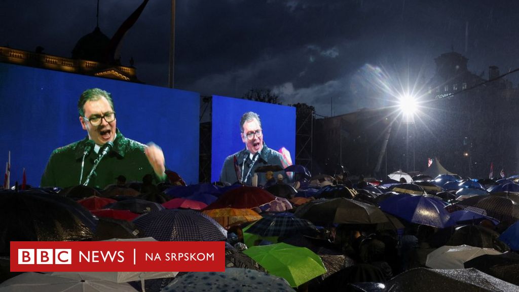 Srbija: SNS miting po pljusku, Vučić najavio odlazak sa čela stranke, Dodik povikao: „Živela Srbija, Srpska i Rusija”