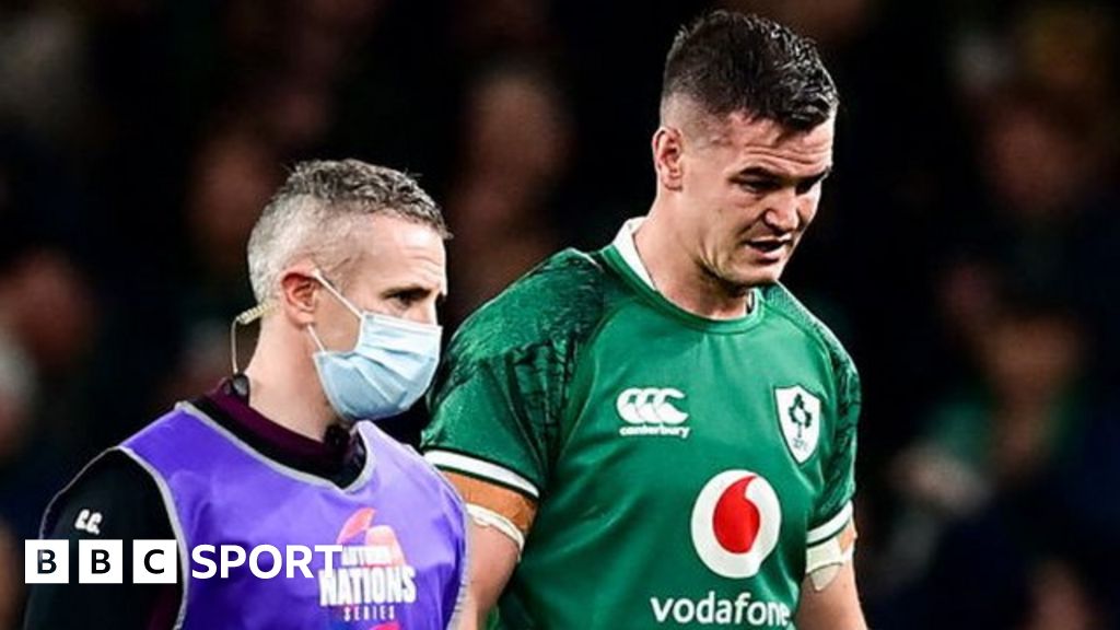 Johnny Sexton: Ireland captain out for four to six weeks after twisting ankle and knee