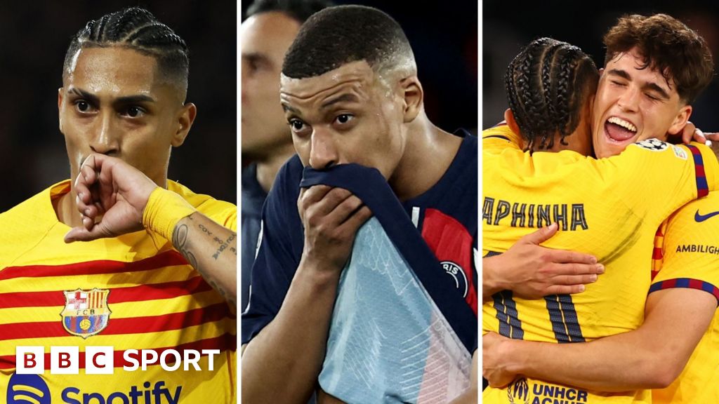 Paris St-Germain 2-3 Barcelona: Raphinha outshines Kylian Mbappe as youngsters break records