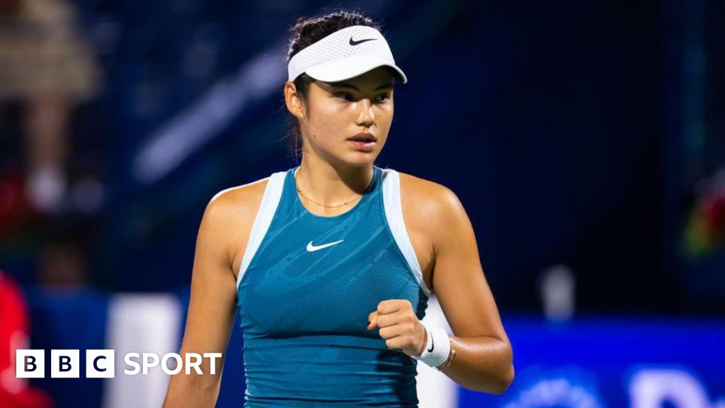 Britain's Emma Raducanu on court in Dubai