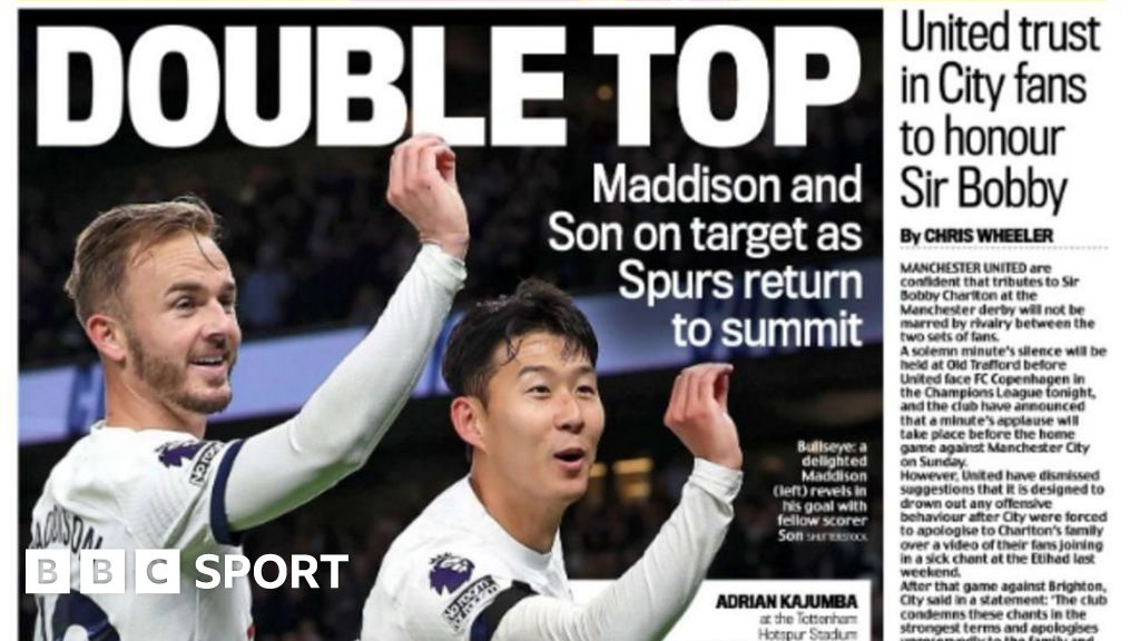 Tottenham Hotspur 2-0 Fulham: Son Heung-min and James Maddison send Spurs  top - BBC Sport