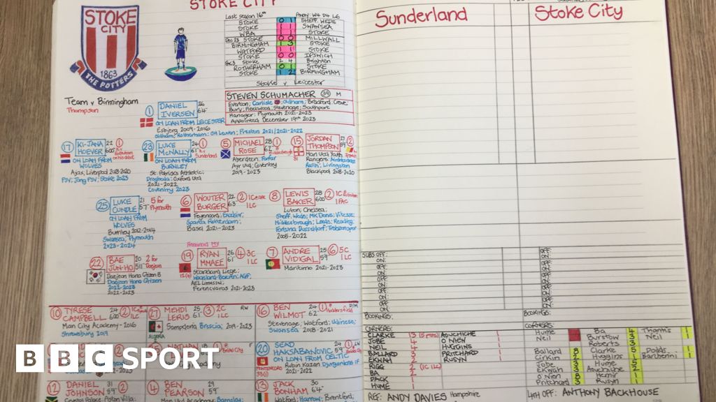 Nick Barnes' commentary book for Sunderland v Stoke BBC Sport