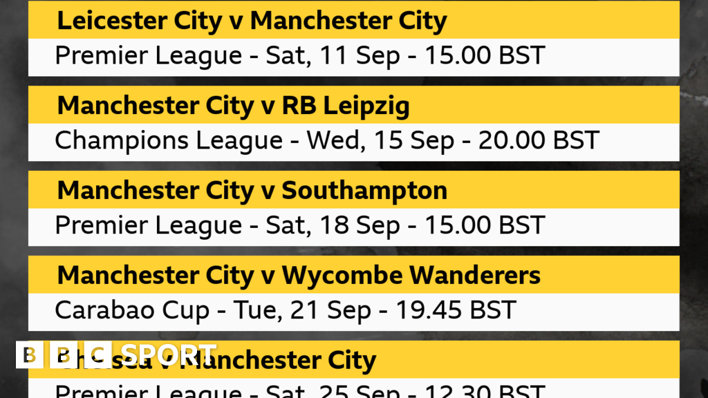 Man City's September Fixtures - BBC Sport